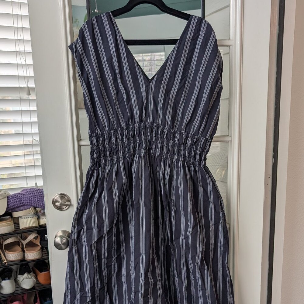 Universal Thread Midi A-Line Dress - Slate Blue Striped - L - Picture 4 of 8